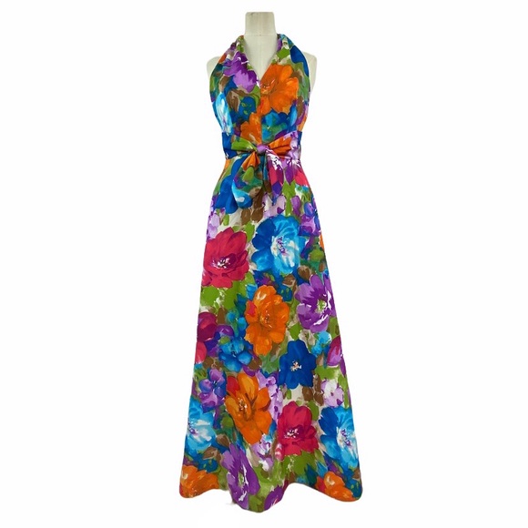 Tori Richard Dresses & Skirts - Tori Richards 70s Honolulu Floral Pastel Halter dress size 10